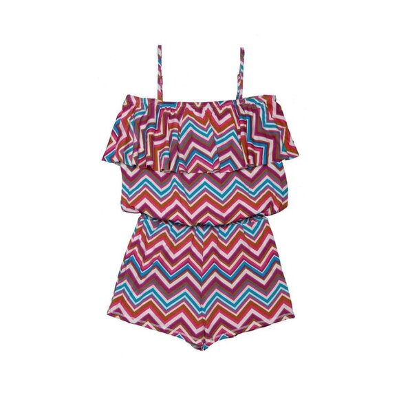 T2 Love Ruffle Romper in Chevron - Picture 1 of 7